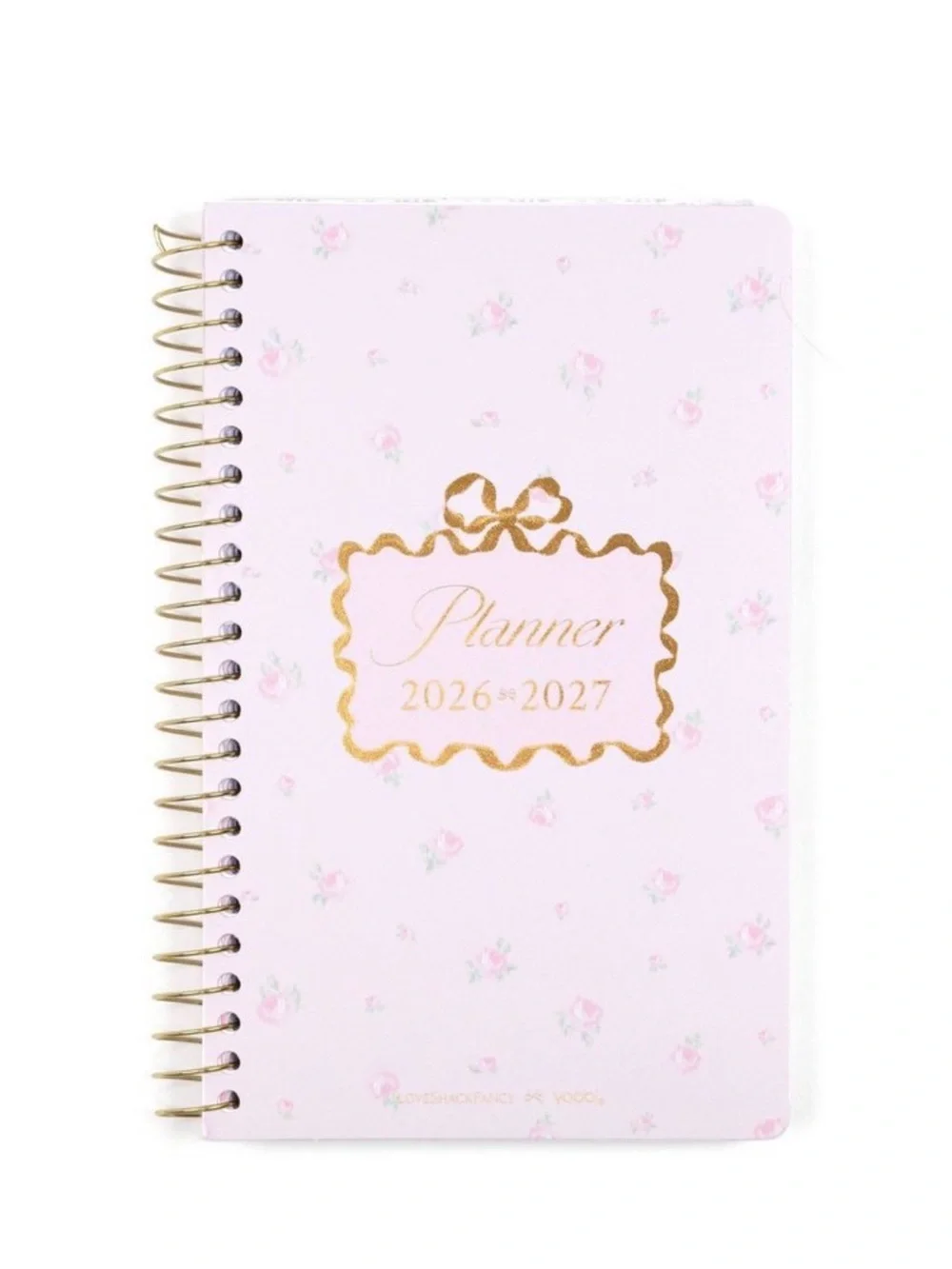 LoveShackFancy x Yoobi Pink Floral Planner 5”x8” Gold Foil Accent-2026-2027